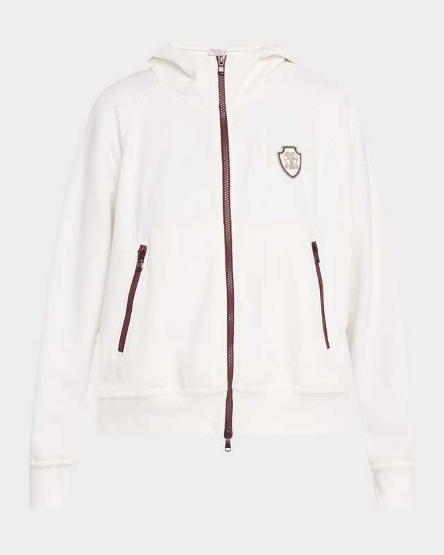 Logo Crest Piquet Fleece Hooded Jacket